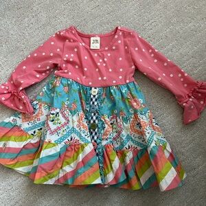 Wildflowers Colorful Polka Dot and Patchwork Dress